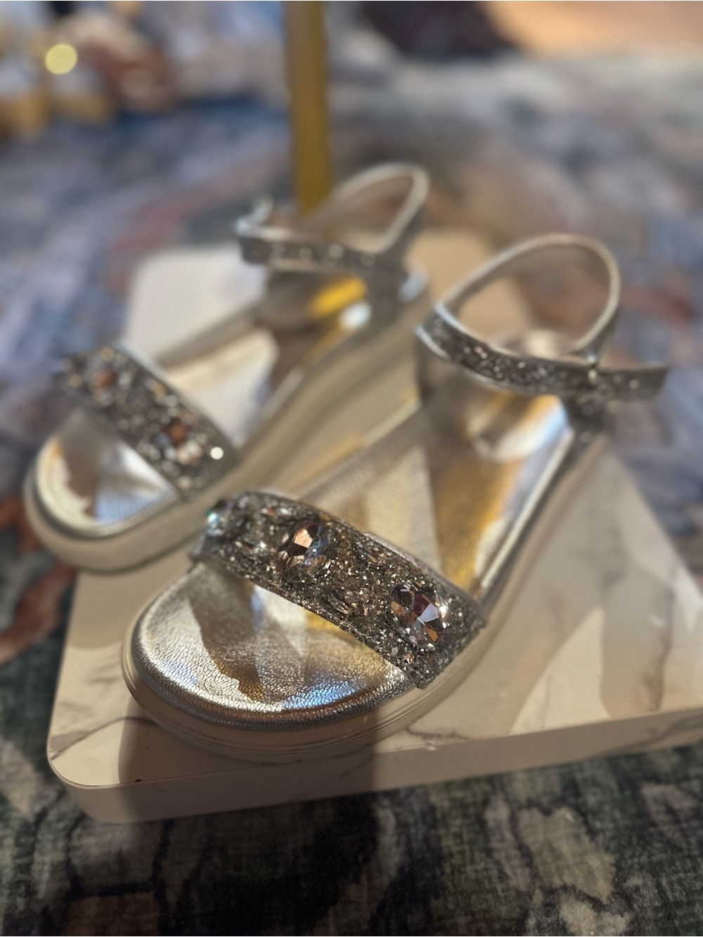 TOSCA BLU Silver Gem-Embellished Sandals